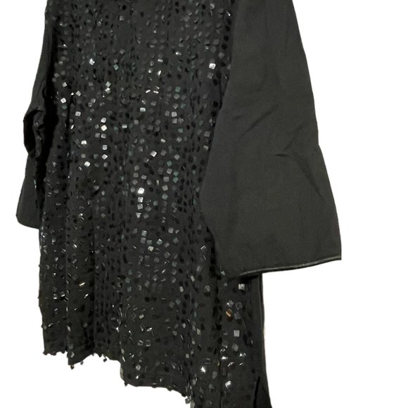 NWT Quacker Factory 1990s Vintage Black Sequin Tunic Top | Size Large - Picture 4 of 6